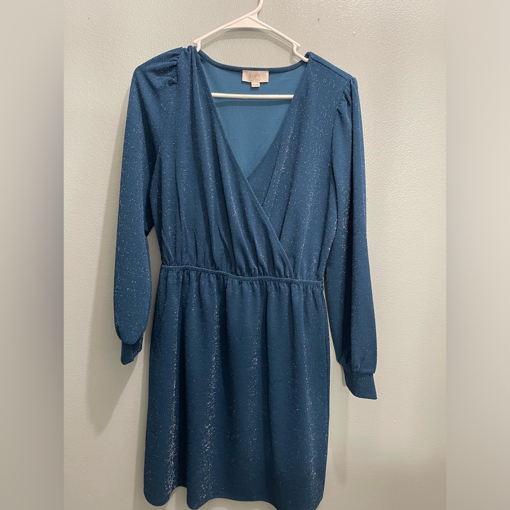 Loft Outlet Size Medium Shimmery Blue Dress good condition